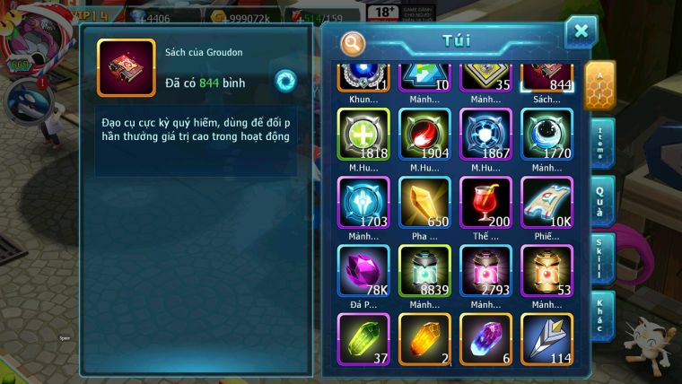 ❤️Mã số: 225- sv 325-top 4- Hoopa bá chủ build full ngon pro đạo cụ chuyên SS- Team Yêu Bay Nhiều pet ngon sét đồ khủng