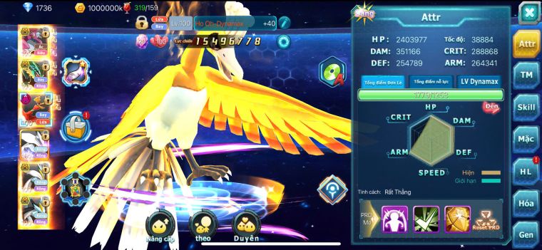 TPT181/S424/Hopa bá chủ + ho-oh dynamax + ray bc + nhiều pet bá chủ khác