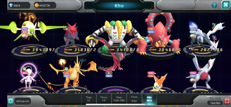 TPT202/s1452/top1ll khá sịn ho-oh ch + cặp vua kiếm -  khiên bc + Unova bc ( nạp 10m )