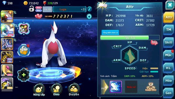 ❤️Mã số: 344-sv1593-top8- aevil- lugia pr dialga nhiều pet huyền thoại 400 sách