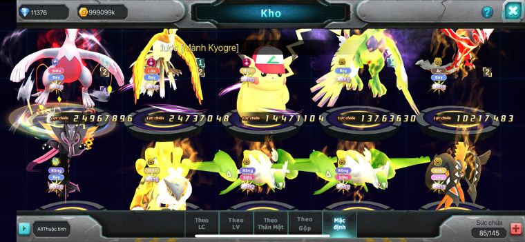 TPT255/s782/lugia cộng hưởng + ho/oh dynamax (196 mảnh cộng hưởng) + pikachu béo