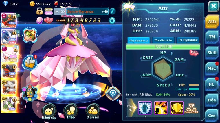 MÃ : 643- SV1155-TOP 11 HOOH CH DYNAMAX LUGIA CH FULL SS- DIANCIE DYNAMAX YVETAL BC 3 TEAM CỰC NGON BUILD CS MAX CHUẨN