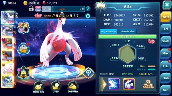 MÃ : #TTS947 - SV1351 - TOP 12 - LUGIA CỘNG HƯỞNG PALKIA CỘNG HƯỞNG HOOH DYNAMX  YVETAL BC DIANCIE BC  RẮN BĂNG BC  THẦN GIÓ CẶP LATI BC 3 TEAM CỰC NGON