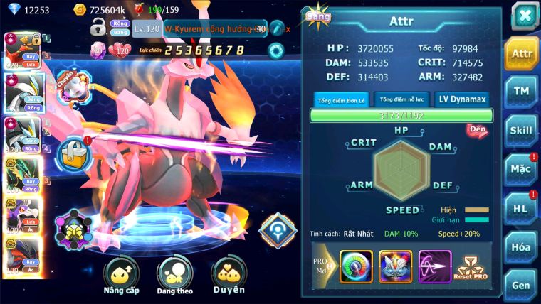 MÃ : #TTS991 - SV 1165 -TOP8-9 V15- HOOOH WB CH DYNAMAX MAX- DRAK HOOH BC FULL TEAM CHAM CHẤT