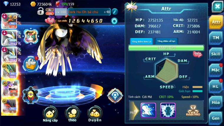MÃ : #TTS991 - SV 1165 -TOP8-9 V15- HOOOH WB CH DYNAMAX MAX- DRAK HOOH BC FULL TEAM CHAM CHẤT