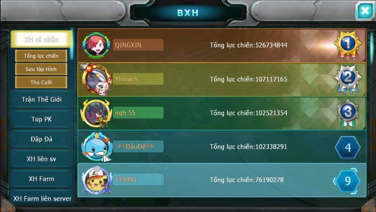 MÃ : #TTS991 - SV 1165 -TOP8-9 V15- HOOOH WB CH DYNAMAX MAX- DRAK HOOH BC FULL TEAM CHAM CHẤT