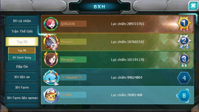 MÃ : #TTS991 - SV 1165 -TOP8-9 V15- HOOOH WB CH DYNAMAX MAX- DRAK HOOH BC FULL TEAM CHAM CHẤT