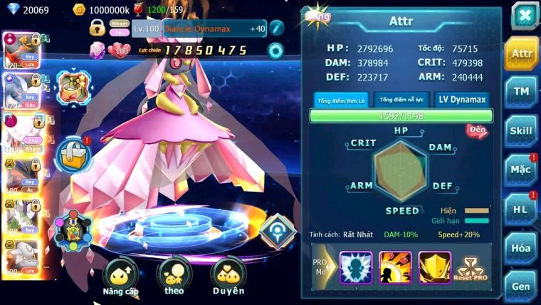 MÃ : #TTS1178 - SV 1155- TOP 12 V14 - HOOH CH DYNAMAX LUGIA CH FULL SS DIANCIE DYNAMAX 3 TEAM CỰC CHẤT