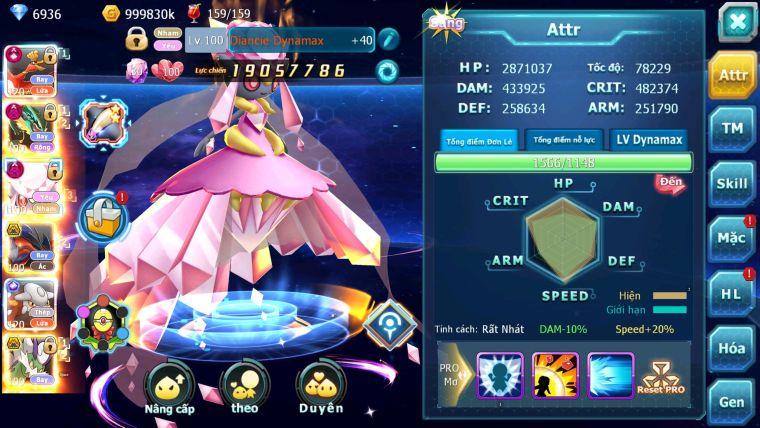 MÃ : #TTS1256 - SV 1329 - TOP7-8 V14 - HOOH CH DYNAMAX RAYDYNAMAX DIANCIE DYNAMAX YVETAL HENTRAN ECHO QUÁ NGON 3 TEAM