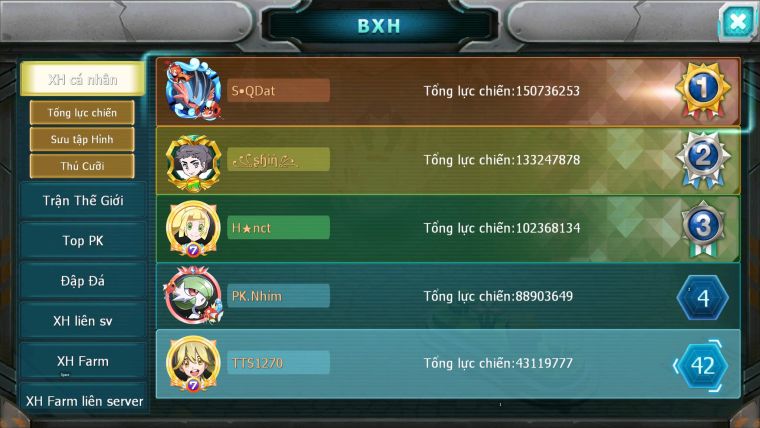 MÃ : #TTS1270 - SV 1283 - TOP 42 - HOOH DYNAMAX UNVOA WB BC PALKIA BC QVBC BC QUÁ NGON
