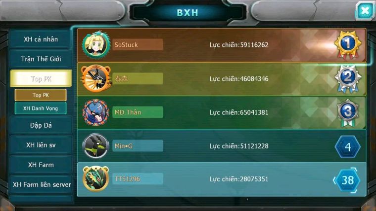 MÃ : #TTS1296 - SV 1531- TOP 38 -V14 - HÔH CH DYNAMAX 110K SP MAX CHUẨN