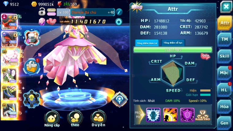 MÃ : #TTS1319 - SV 1367 - TOP 18- V14 HOOH CH DYNAMAX YVETAL CH FULL HH - DIANCIE BC QUÁ NGON 3 TEAM