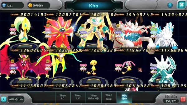 MÃ : #TTS1417 - SV 276 - V16 - TOP4 ALL- HOOH CỘNG HƯỞNG DYNAMAX - WHITE CỘNG HƯỞNG DYNAMAX  DIANCIE CỘNG HƯỞNG DYNAMAX RAY DYNAMAX QUÁ NGON