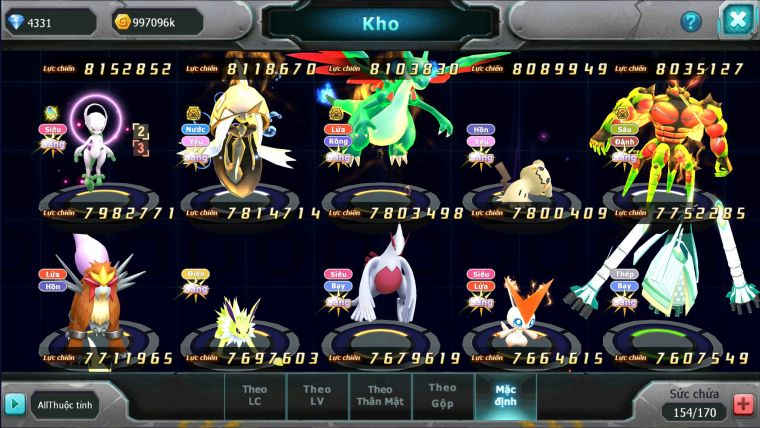 MÃ : #TTS1417 - SV 276 - V16 - TOP4 ALL- HOOH CỘNG HƯỞNG DYNAMAX - WHITE CỘNG HƯỞNG DYNAMAX  DIANCIE CỘNG HƯỞNG DYNAMAX RAY DYNAMAX QUÁ NGON