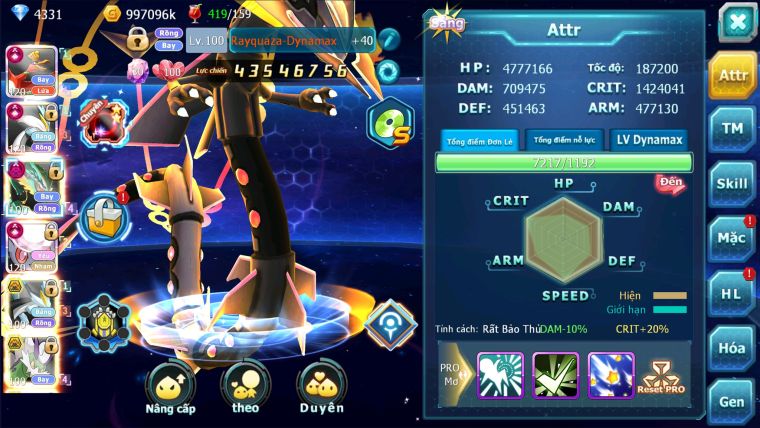 MÃ : #TTS1417 - SV 276 - V16 - TOP4 ALL- HOOH CỘNG HƯỞNG DYNAMAX - WHITE CỘNG HƯỞNG DYNAMAX  DIANCIE CỘNG HƯỞNG DYNAMAX RAY DYNAMAX QUÁ NGON