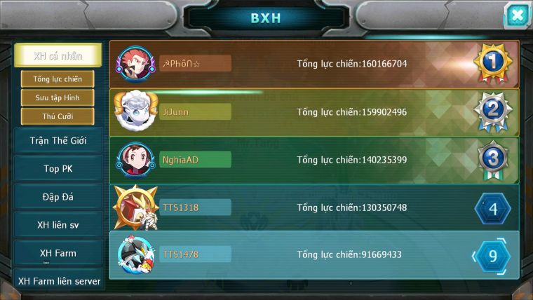 MÃ : #TTS1478 - SV 948 - TOP9 - HOOH CH DYNAMAX DƯ 100K KC RAY BC YVETAL BC  CẶP CÁ BC BUILD MAX LỆCH