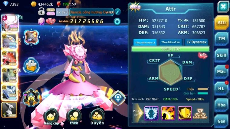 MÃ : #TTS1751 - SV 1480 - TOP11- DIANCIE CỘNG HƯỞNG DYNAMAX LC SIÊU KHỦNG  TEAM NƯỚC NHAM ĐẤT NGON