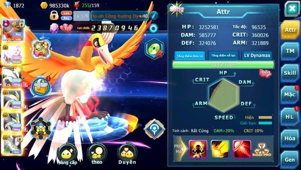 MÃ : #tTS1768 -SV1219- TOP 19 - V12 - HOOH CH DYNAMAX DIANCIE BC UNVOA WB BC  THẦN GIÓ BC KYOGRE BÁ CHỦ PAL BÁ CHỦ