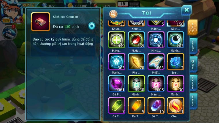 MÃ : #tTS1768 -SV1219- TOP 19 - V12 - HOOH CH DYNAMAX DIANCIE BC UNVOA WB BC  THẦN GIÓ BC KYOGRE BÁ CHỦ PAL BÁ CHỦ