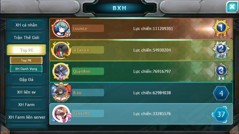 MÃ : #TTS1791 - SV1189 - TOP 37 -V5- HOOH DYNAMAX BUILD LỆCH  UNVOA CẶP LATI 2 TEAM NGON