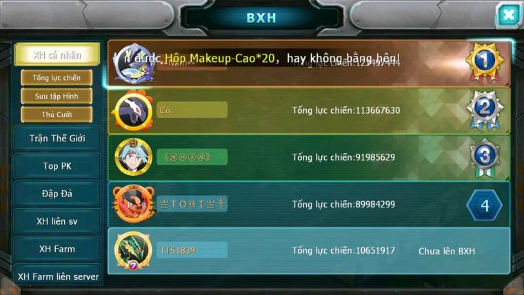 MÃ : #TTS1839 - SV 1440 - V12 HOOH BC UNVOA WB BC PALKIA BC RAY QUÁ NGON