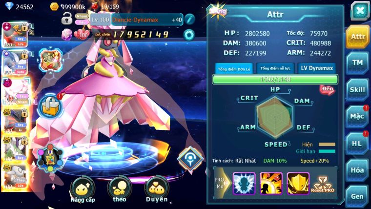 MÃ : #TTS1846 - SV 1155- TOP10-V14- HOOH CH DYNAAMX LUGIA CH DIANCIE DYNAMAX 3 TEAM CỰC CHẤT