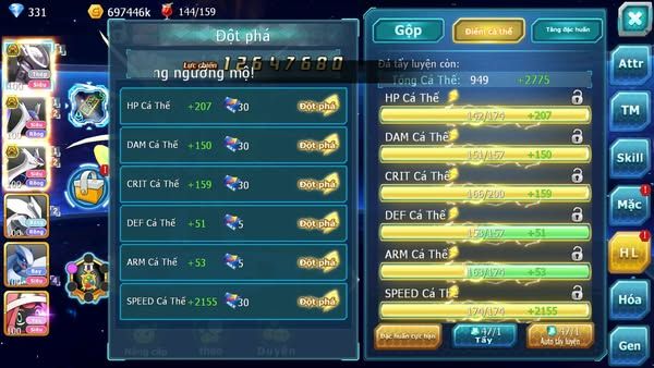 MÃ : #TTS1862 - SV 1530 - TOP 33- MEW GIÁP BÁ CHỦ FULL ĐỒ TẤN CÔNG NHANH LV 3 CẶP LATI BC CỰC BÁ ĐẠO