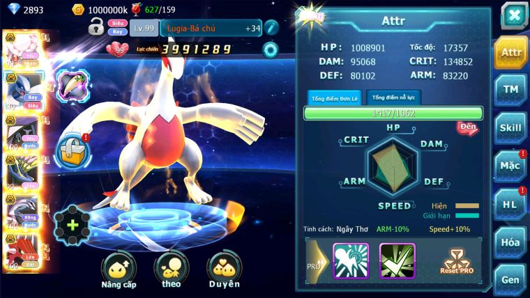 MÃ : #TTS1870-SV 1473 - V11- TEAM YÊU BC  LUGIA BC PALKIA BC