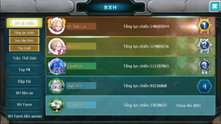 MÃ : #TTS1870-SV 1473 - V11- TEAM YÊU BC  LUGIA BC PALKIA BC