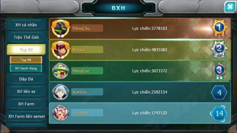 MÃ:  #TTS1891 - SV1689 - TOP14 -  140 TEAM BÁ NHẤT SVM