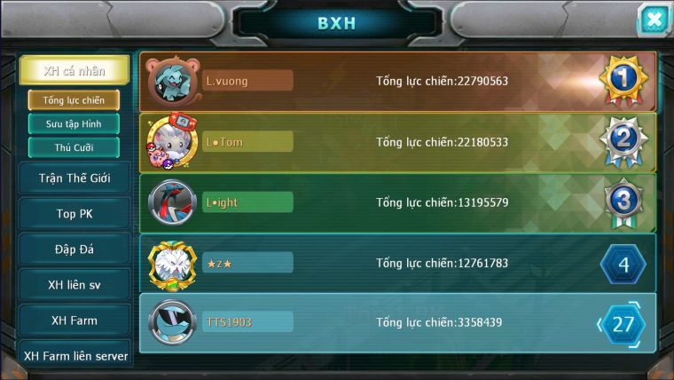 MÃ : #TTS1903 - SV 1639  - TOP22 V5 UNVOA JIRRACHI LUGIA  ĐUA TOP NÉT
