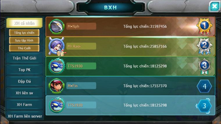 MÃ : #TTS1930 - SV1593 - TOP3 ALL -V11- HÔH BC QVLD BC SÉT HH-UNVOA KYOGRE BC QUÁ NGON ĐUA TOP