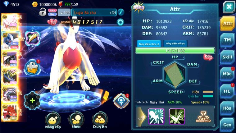 MÃ : #TTS2045 - SV1473 - V11 TEAM YÊU BC  LUGIA BC  PALKIA BC  QVLD BC QUÁ NGON