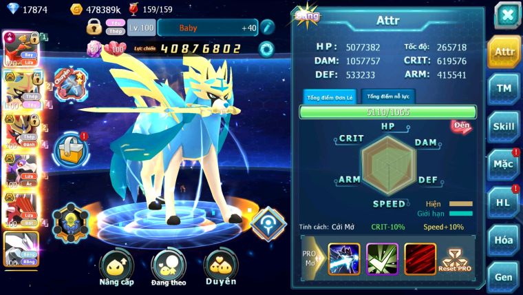 MÃ : #TTS2077 - SV 1070 - TOP2-3 CHAM - TOP1PK SV - HOOH CH DYNAAMX LC KHỦNG VUA KIẾM LC KHUNGR TEAM ĐÁNH CỰC CHẤT CHỈ SỐ CAO