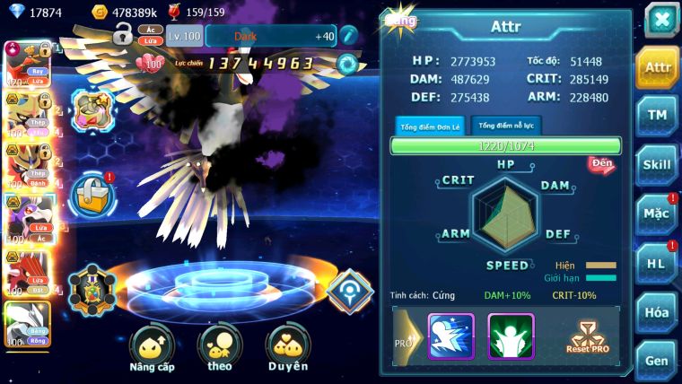 MÃ : #TTS2077 - SV 1070 - TOP2-3 CHAM - TOP1PK SV - HOOH CH DYNAAMX LC KHỦNG VUA KIẾM LC KHUNGR TEAM ĐÁNH CỰC CHẤT CHỈ SỐ CAO