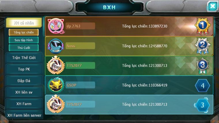 MÃ : #TTS2077 - SV 1070 - TOP2-3 CHAM - TOP1PK SV - HOOH CH DYNAAMX LC KHỦNG VUA KIẾM LC KHUNGR TEAM ĐÁNH CỰC CHẤT CHỈ SỐ CAO