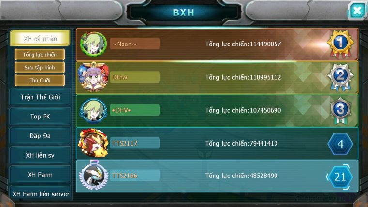 MÃ : #TTS2166 - SV1169 - TOP21 - V10 - HOOH DYNAMX YVETAL BC THẦN GIÓ BC UNVOA WB BC  CẶP LATI BC MEW GIÁP BC 3 TEAM NGON