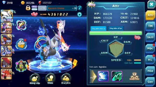 MÃ : #TTS2164 -SV1609 - V8 - UNOVA DRAK HOOH YVETAL PR DIALGA  ZORROA QVLD LATI