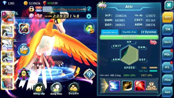 MÃ : #tTS2189 - SV 1175 - TOP49 - V13- HOOH CỘNG HƯỞNG DYNAMAX FULL TRỤ- CÓ SÉT SS- WB BC UNVOA MEW GIÁP BC  BTAA BC