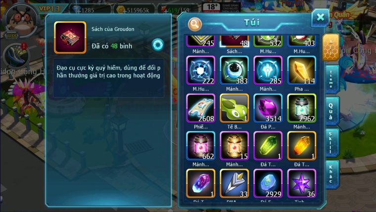 MÃ : #tTS2189 - SV 1175 - TOP49 - V13- HOOH CỘNG HƯỞNG DYNAMAX FULL TRỤ- CÓ SÉT SS- WB BC UNVOA MEW GIÁP BC  BTAA BC
