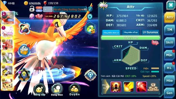 MÃ : #TTS2234 - SV1237 -TOP22 V14 HOOH CH DYNAMAX DIANCIE DYNAMAX  QVLD BC THẦN GIÓ NHIỀU PET BÁ CHỦ