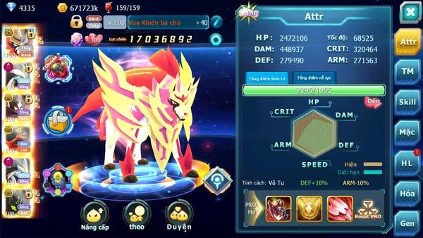 MÃ : #TTS2244 - SV 1305 - V15 - TOP36 - VUA KHIÊN BÁ CHỦ CẶP ZEVIL BÁ CHỦ WB DYNAMAX PET XỊN SÒ