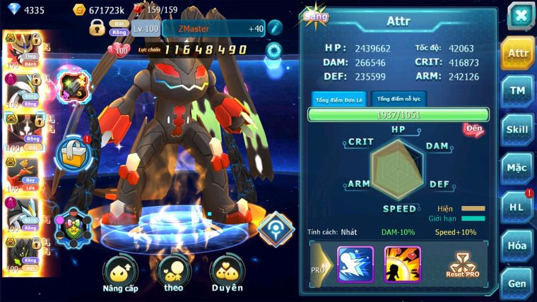 MÃ : #TTS2244 - SV 1305 - V15 - TOP36 - VUA KHIÊN BÁ CHỦ CẶP ZEVIL BÁ CHỦ WB DYNAMAX PET XỊN SÒ