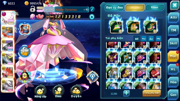 MÃ : #TTS2258 - SV1407 - V9- DIANCIE DYNAMAX TEAM YÊU BÁ CHỦ  HOOH BC QVLD BC  MEW GIÁP BC  QUÁ NGON LÀNH