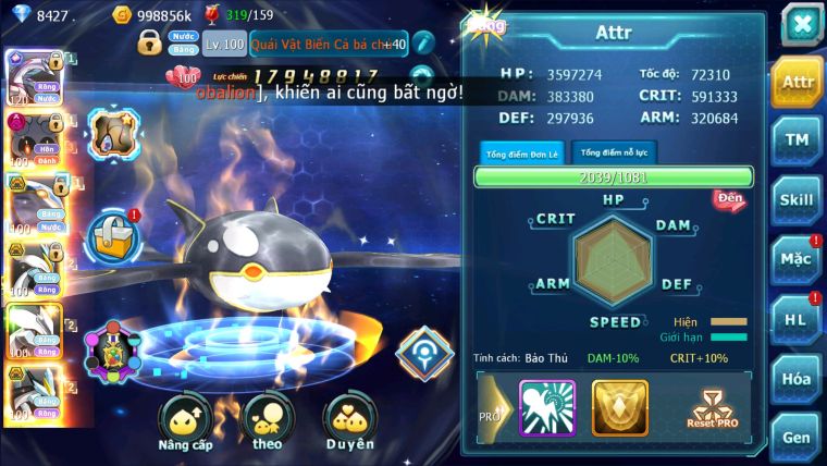 MÃ : #TTS2304 - SV877 - TOP23 -V11 - PALKIA CỘNG HƯỞNG  CẶP CÁ BÁ CHỦ TEAM HỒN DYNAMAX UNVOA WB BC NGON LÀNH
