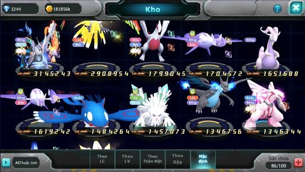 MÃ : #TTS2320 - SV1627 - UNVOA HOOH LUGIA  CẶP LATI KYOGRE QUÁ NGON
