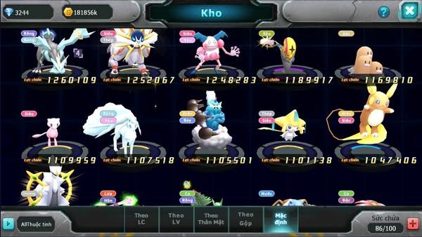 MÃ : #TTS2320 - SV1627 - UNVOA HOOH LUGIA  CẶP LATI KYOGRE QUÁ NGON