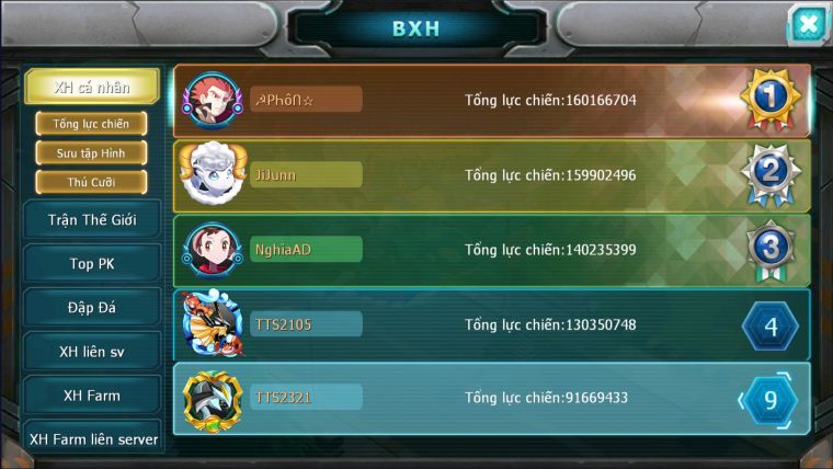 MÃ : #TTS2321 - SV948 - TOP9 ALL - DƯ 44K KC-  TEAM BAY CHỈ SỐ KHỦNG UNVOA WB BC CẶP CÁ BC CHAM CỰC TỐT