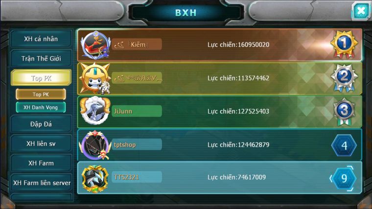 MÃ : #TTS2321 - SV948 - TOP9 ALL - DƯ 44K KC-  TEAM BAY CHỈ SỐ KHỦNG UNVOA WB BC CẶP CÁ BC CHAM CỰC TỐT