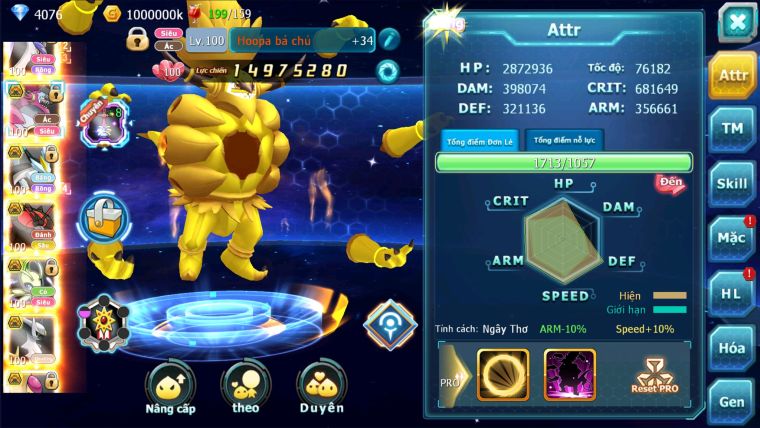 MÃ : #TTS2337 - SV50 - TOP2 - V16 - DIANCIE HOOH CỘNG HƯỞNG DYNAMAX RAY BÁ CHỦ MEGA NEC HOOPA BC QUÁ NGON DP KHỦNG